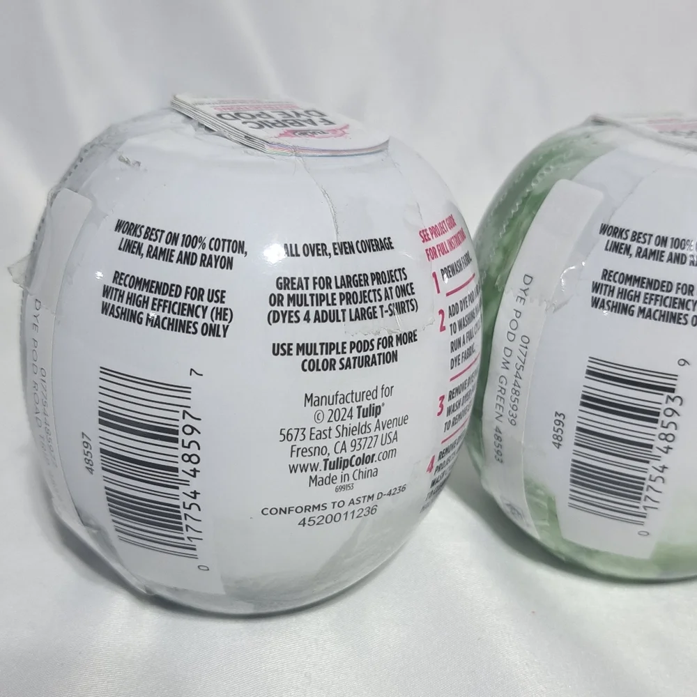NEW Tulip Fabric Dye Pods Lot Of‎ 4 Gray Green Purple Orange Washing Machine Use